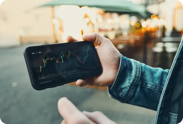 Immediate Profit mobile trading interface showing live market chart